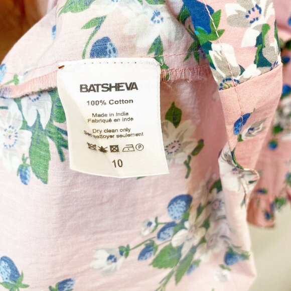 Batsheva Collarless Mini Prairie Dress Pink Lily 10 medium floral berries - Picture 7 of 14